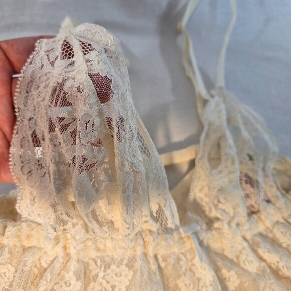 VICTORIA'S SECRET Y2K Fairy Lacy Sheer Ivory Babydoll Top Size M Never Worn! - Picture 10 of 16